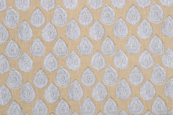 Sample of Kaufmann Rani Printed Drapery Fabric in Yellow 