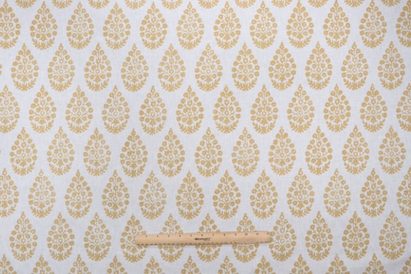 Sample of Kaufmann Meera Printed Drapery Fabric in Yellow 