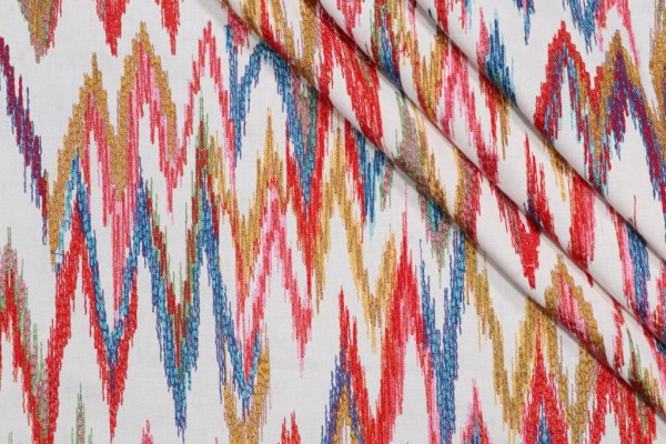 Kaufmann Fuego Embroidered Drapery Fabric in Fiesta 