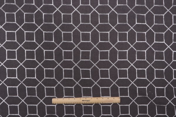 Richloom Mack Embroidered Drapery Fabric in Graphite 