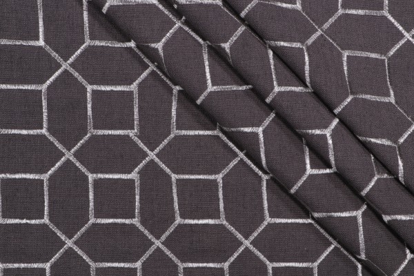Richloom Mack Embroidered Drapery Fabric in Graphite 