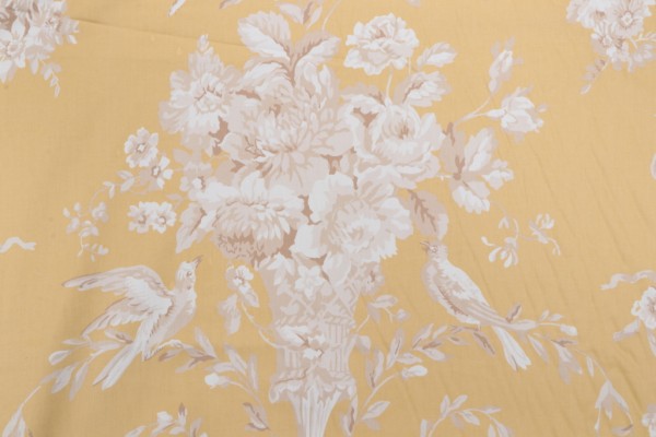 Thibaut Robin F91319 Printed Cotton Drapery Fabric in Gold