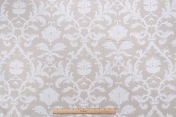 Thibaut Anita Damask F98635 Printed Drapery Fabric in White on Natural