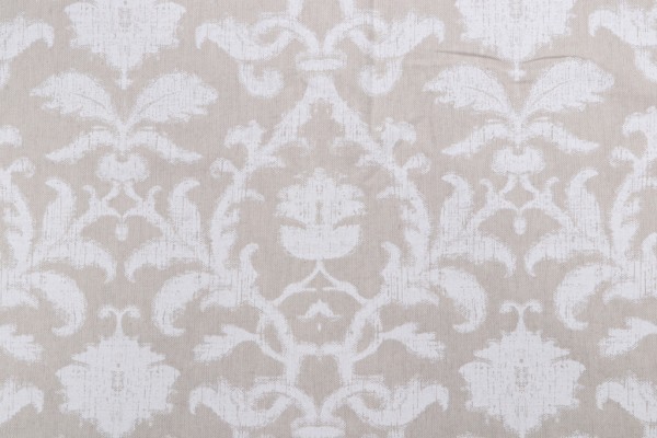 Thibaut Anita Damask F98635 Printed Drapery Fabric in White on Natural