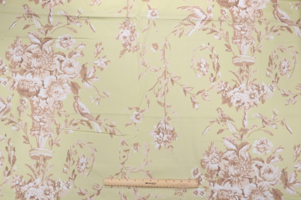 Thibaut Robin F91321 Printed Cotton Drapery Fabric in Green