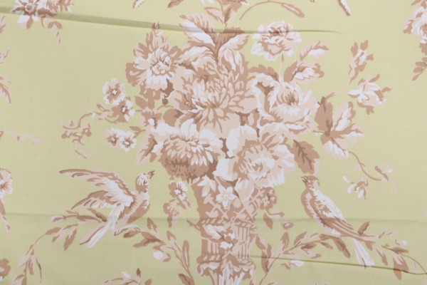 Thibaut Robin F91321 Printed Cotton Drapery Fabric in Green