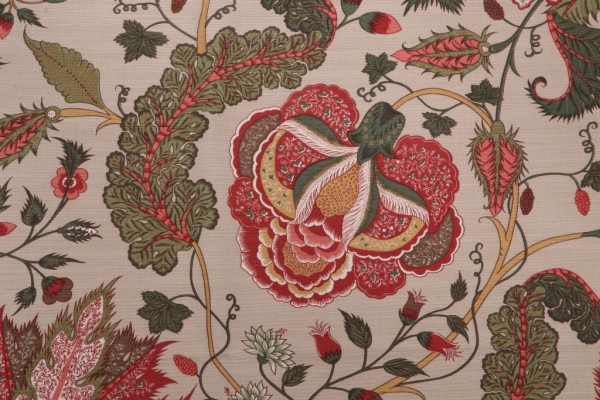 Thibaut Dorchester F99011 Printed Drapery Fabric in Red and Tan