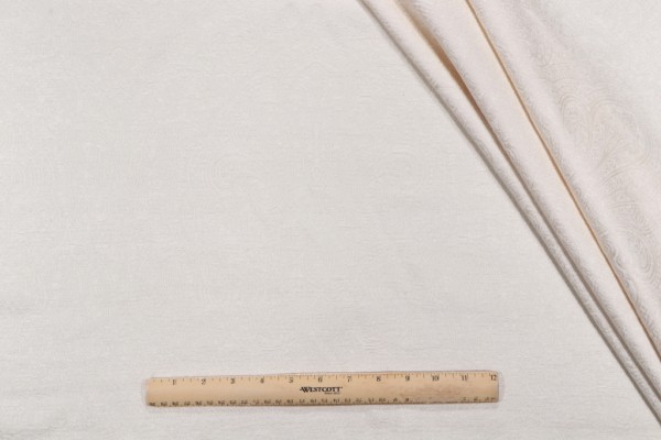 Nahanni Chenille Damask Upholstery Fabric in Cream