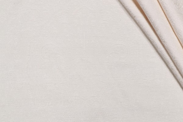 Nahanni Chenille Damask Upholstery Fabric in Cream