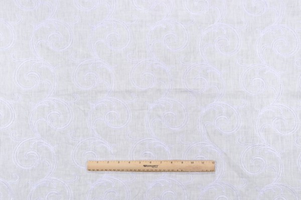 Onassis Embroidered Semi-Sheer Drapery Fabric in Whisper