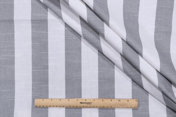 Generic Stripe Printed Drapery Fabric in Grey/White