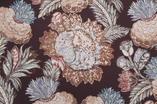 PK Lifestyles Balinese Garden Printed Drapery Fabric in Caviar 