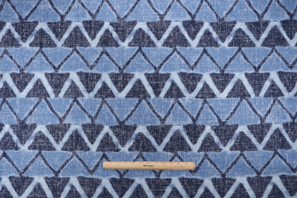 PK Lifestyles Farahan Geo Printed Chenille Upholstery Fabric in Indigo 