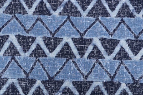 PK Lifestyles Farahan Geo Printed Chenille Upholstery Fabric in Indigo 
