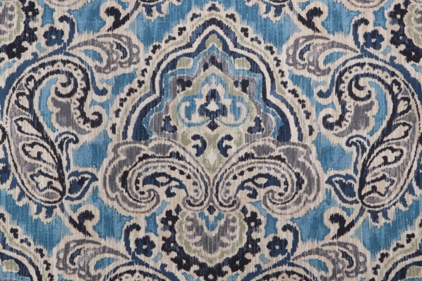 Waverly Artesanias Ikat Printed Cotton Drapery Fabric in Bayside 