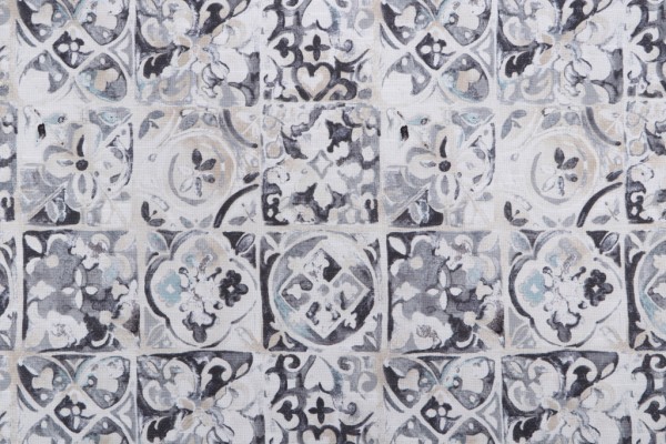 Ellen Degeneres Petra Tile Printed Cotton Drapery Fabric in Smoke 