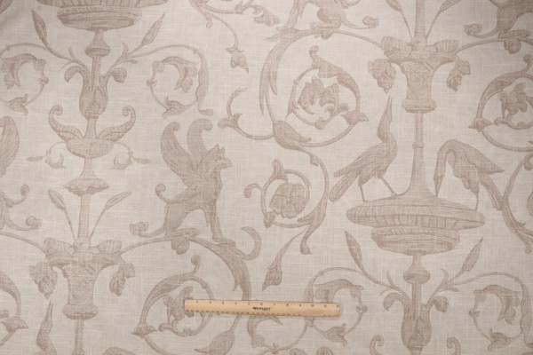 Thibaut Renaissance F91312 Printed Linen Blend Drapery Fabric in Cream