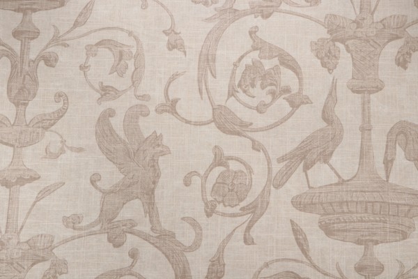 Thibaut Renaissance F91312 Printed Linen Blend Drapery Fabric in Cream