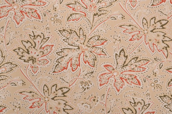 Thibaut Brunswick F9105 Printed Cotton Twill Drapery Fabric in Beige