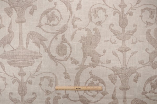 Thibaut Renaissance F91312 Printed Linen Blend Drapery Fabric in Cream