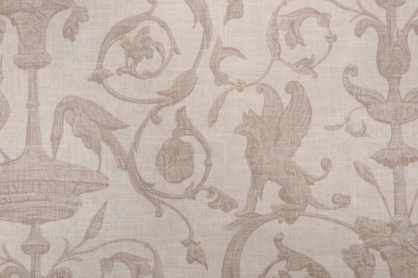 Thibaut Renaissance F91312 Printed Linen Blend Drapery Fabric in Cream