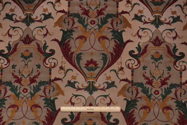 Scalamandre Odalisque Printed Velvet Upholstery Fabric in Beige