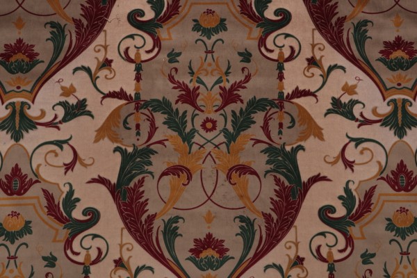 Scalamandre Odalisque Printed Velvet Upholstery Fabric in Beige