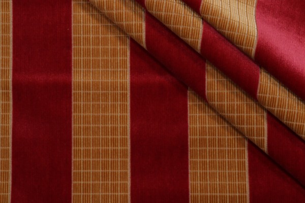 Scalamandre Velluto Boreale Velvet Upholstery Fabric in Gold/Coral