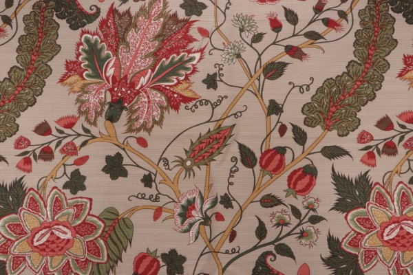 Thibaut Dorchester F99011 Printed Drapery Fabric in Red on Tan