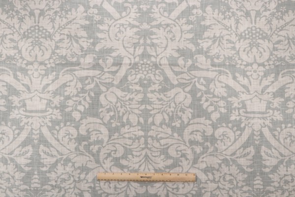 Thibaut Residence Damask F91349 Printed Linen Blend Drapery Fabric in Slate Blue