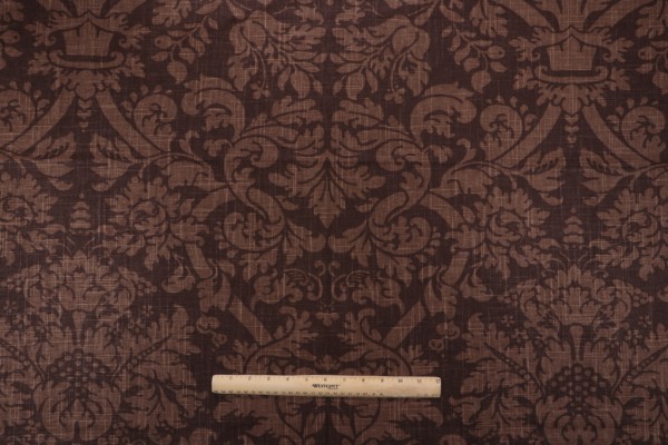 Thibaut Residence Damask F91350 Printed Linen Blend Drapery Fabric in Brown