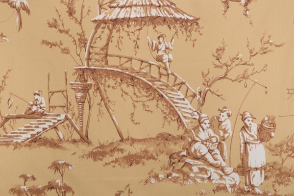 Thibaut Meridian F95306 Printed Cotton Drapery Fabric in Dark Gold