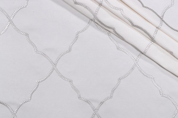 Mara Embroidered Drapery Fabric in Quartz
