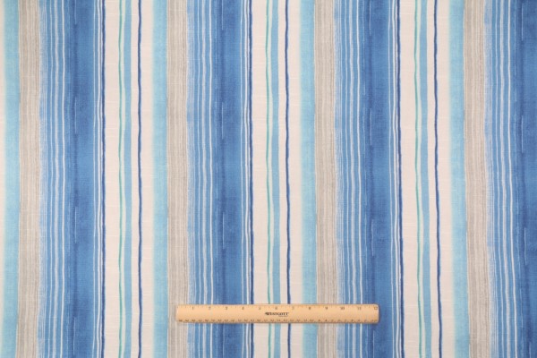 Tommy Bahama Seascape Stripe Printed Cotton Drapery Fabric in Azul