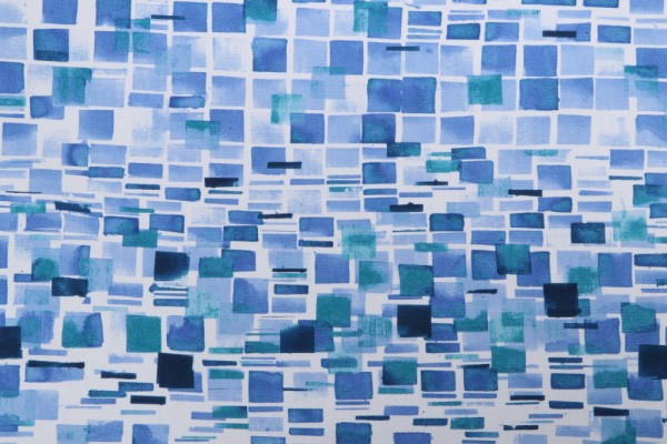 1 Yard Anne Selke Home Villa Tile Printed Cotton Drapery Fabric in Blue