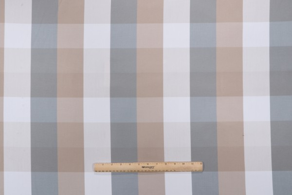 Lombok Check Woven Solution Dyed Acrylic Outdoor Fabric in Stone