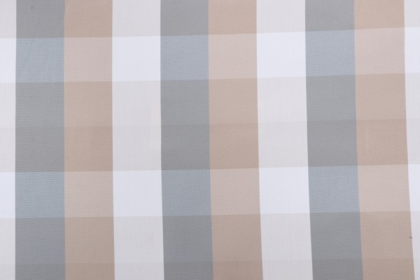 Lombok Check Woven Solution Dyed Acrylic Outdoor Fabric in Stone