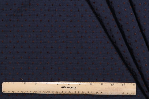 Thibaut Peking Dot W85395 Woven Chenille Upholstery Fabric in Navy
