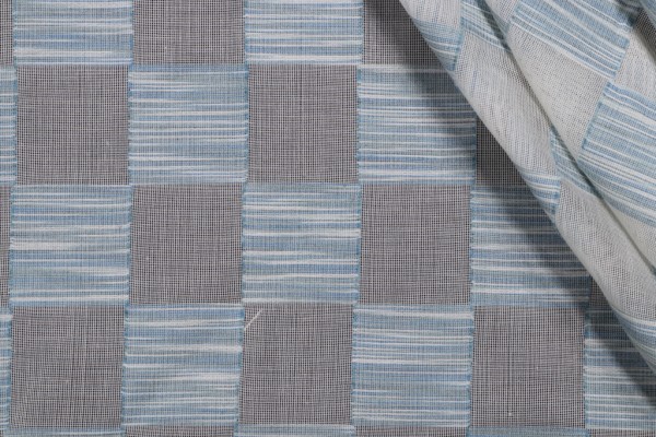 Fonthill Urquhart Sheer Drapery Fabric in Natural/Blue for Scalamandre