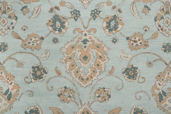 Thibaut Mission Design F93032 Printed Cotton Drapery Fabric in Aqua 