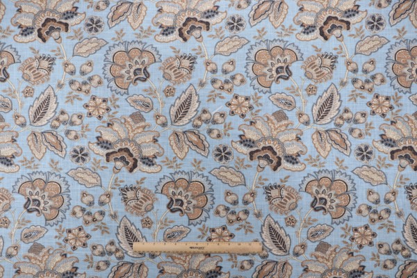 Belle Maison Monique Printed Linen Blend Drapery Fabric in Powder 