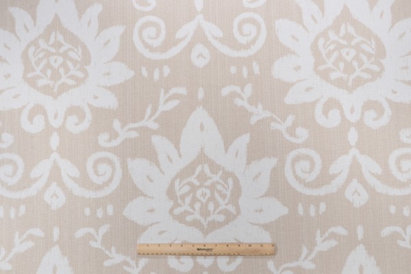 Thibaut Bridgewater Damask F9162 Printed Cotton Drapery Fabric in Beige