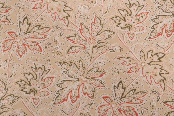 Thibaut Brunswick F9105 Printed Cotton Twill Drapery Fabric in Beige