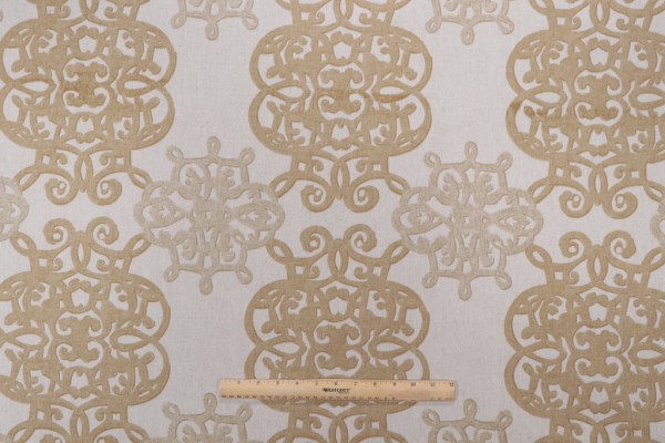 Thibaut Jakarta F98616 Printed Drapery Fabric in Taupe