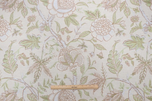 Thibaut Fanfare F96750 Printed Drapery Fabric in Cream
