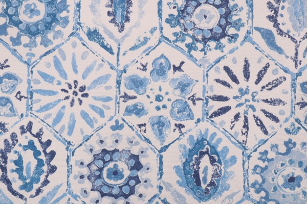 PK Lifestyles Antique Stone Printed Polyester Outdoor Fabric in Cobalt