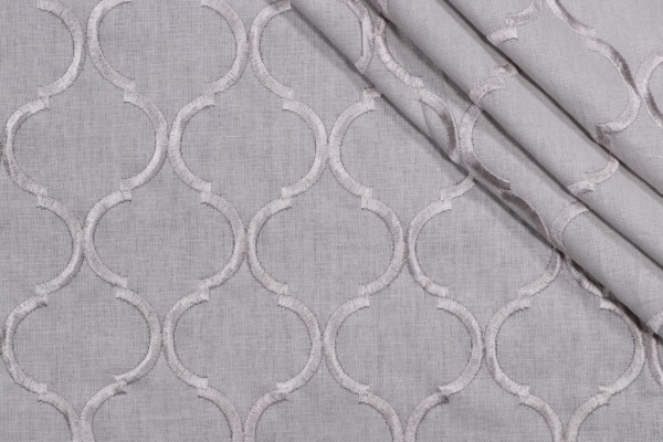 Richloom Ornella Embroidered Drapery Fabric in Silver