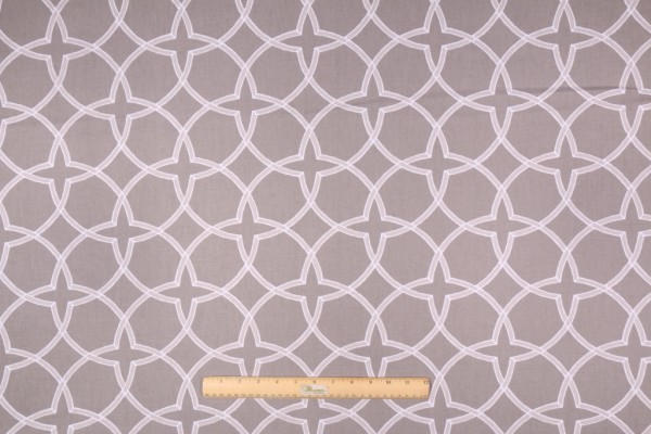 Robert Allen Fair Fret Printed Cotton Drapery Fabric in Birch