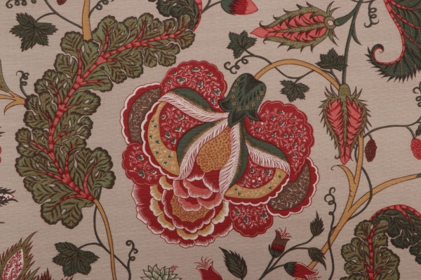 Thibaut Dorchester F99011 Printed Drapery Fabric in Red & Tan