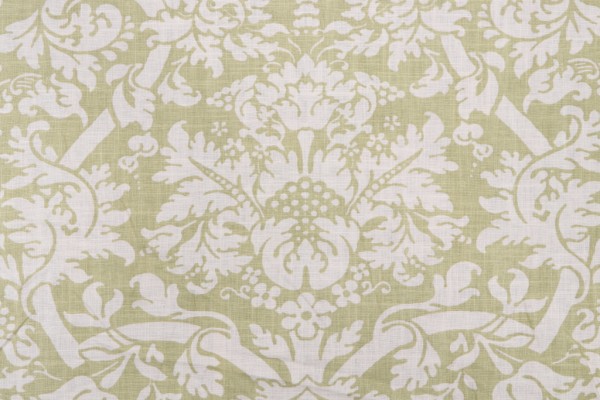 Thibaut Residence Damask F91352 Printed Linen Blend Drapery Fabric in Green